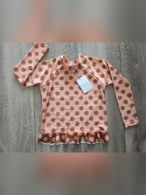 Zimmermann Frill Rashie Polka Dot Ruffle Hem Long Sleeve Rushguard Girls Size 6